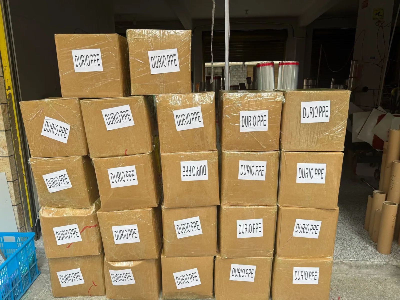 Finished goods cartons in warehouse